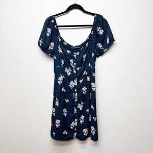Abercrombie & Fitch Floral Babydoll Dress Womens Large Cottagecore Beach Coastal